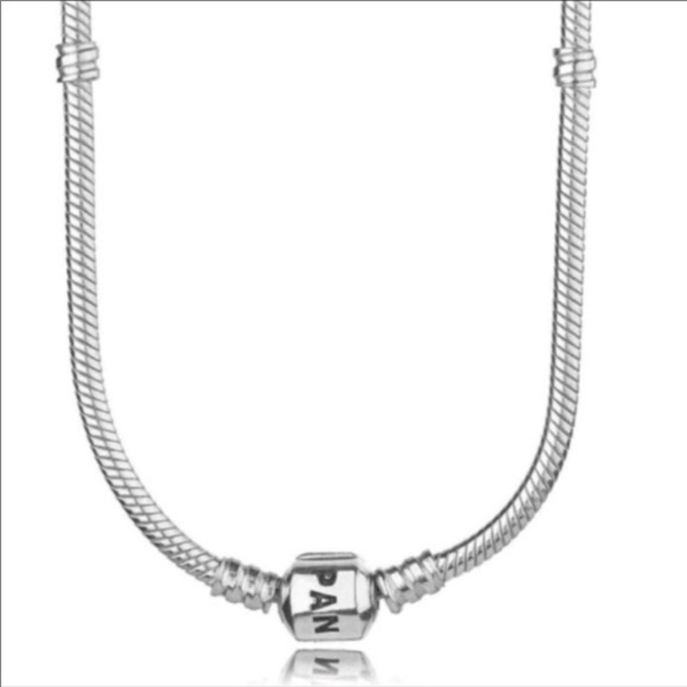 Authentic Pandora Silver Snake Chain Necklace Iconic Barrel Clasp 590703HV 17.7"